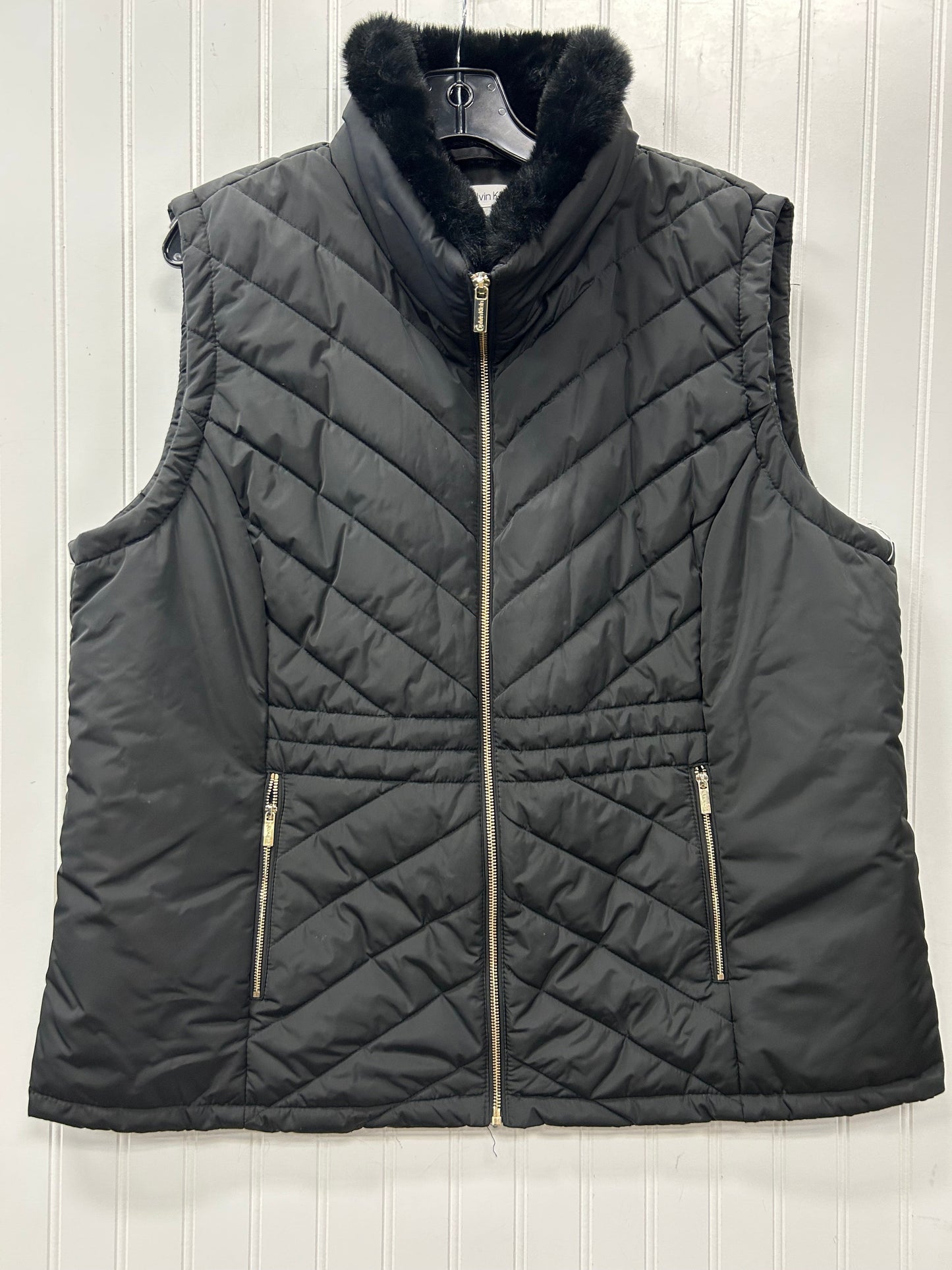 Vest Puffer & Quilted By Calvin Klein In Black, Size:2X