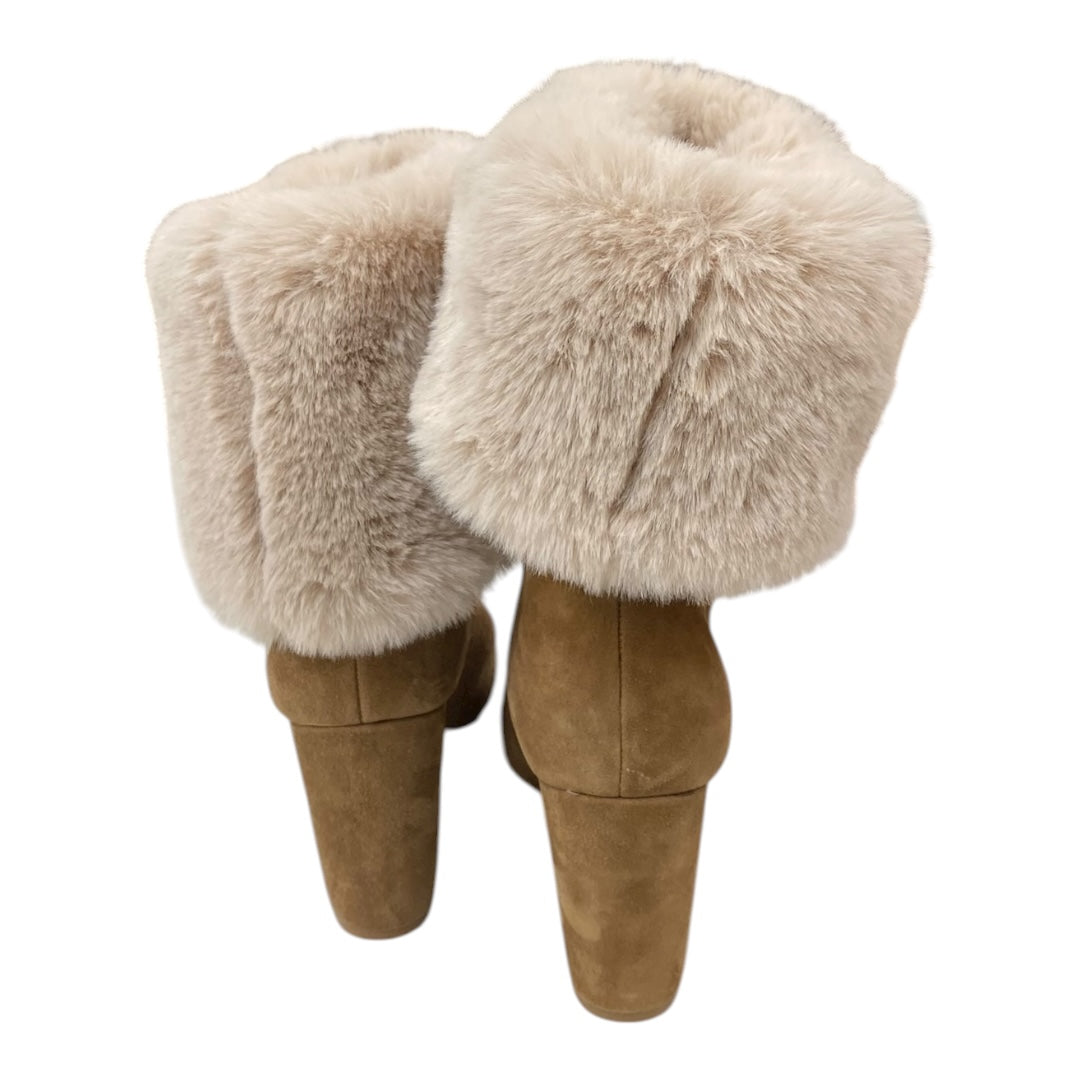 Boots Ankle Heels By Nine West In Brown, Size:7.5