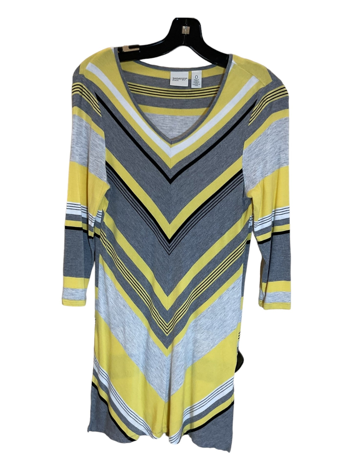 Grey & Yellow Tunic 3/4 Sleeve Chicos, Size S