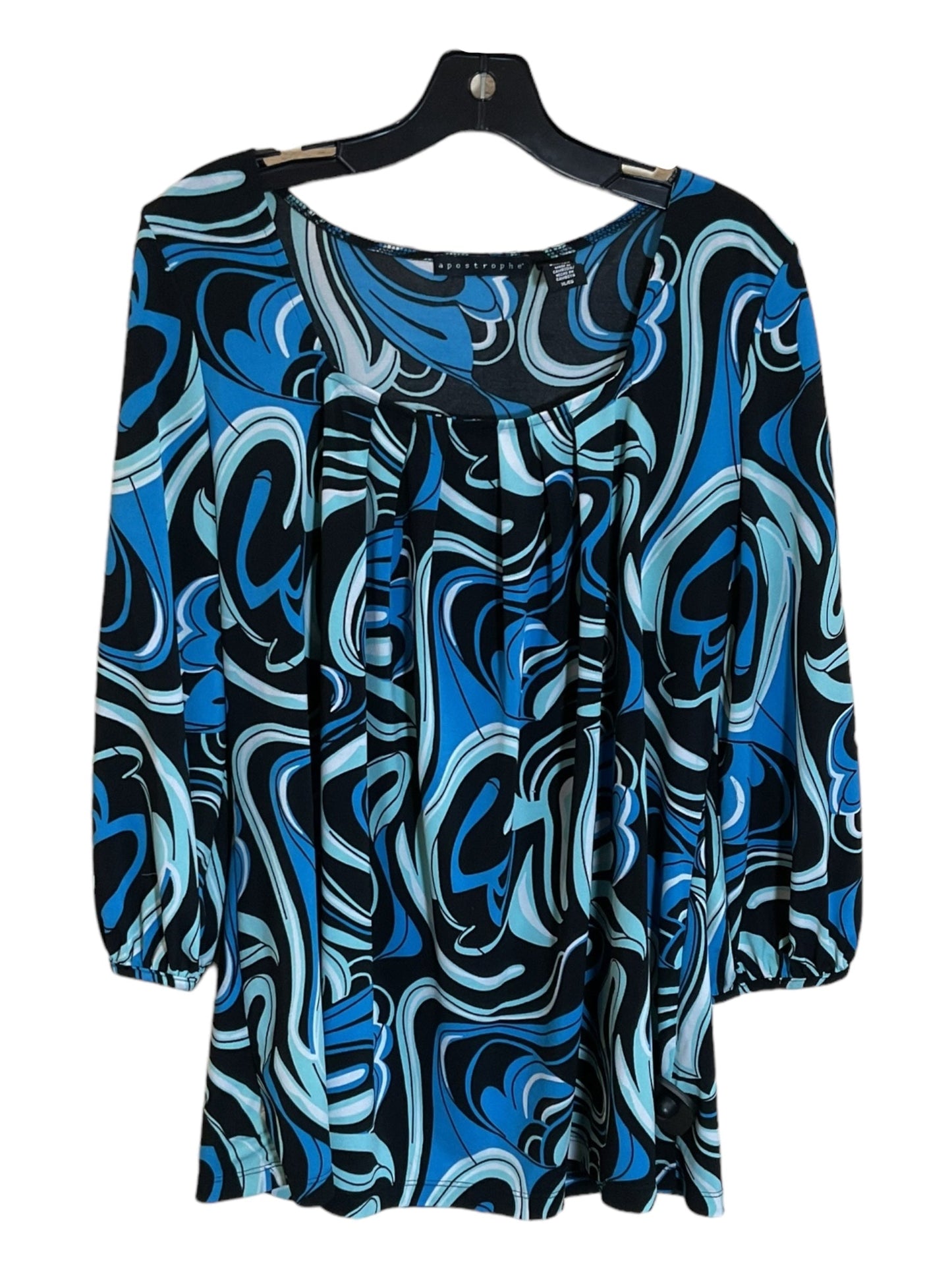 Black & Blue Top 3/4 Sleeve Apostrophe, Size Xl