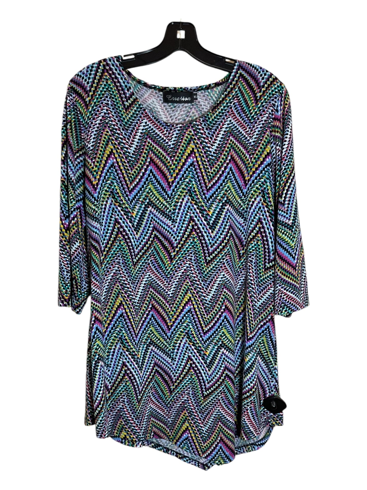 Tunic 3/4 Sleeve By Clothes Mentor In Multi-colored, Size: Xl