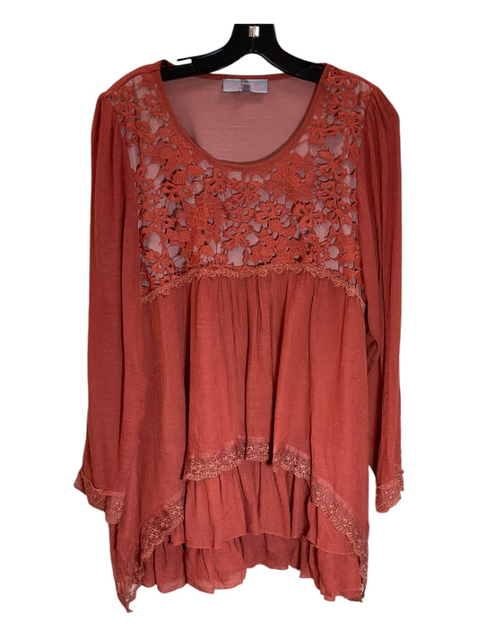 Tunic Long Sleeve By Pretty Angel In Orange, Size: Xl