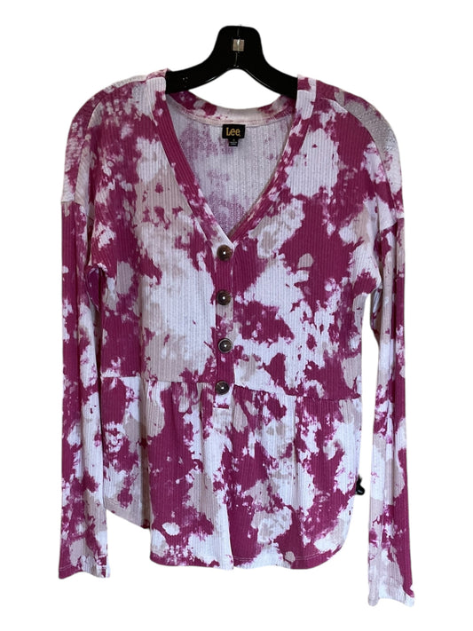 Top Long Sleeve By Lee In Pink & White, Size: S