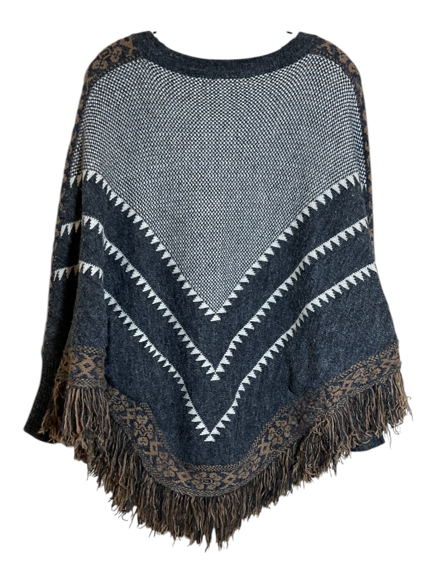 Poncho By Dreamers In Black & Grey, Size: Osfm