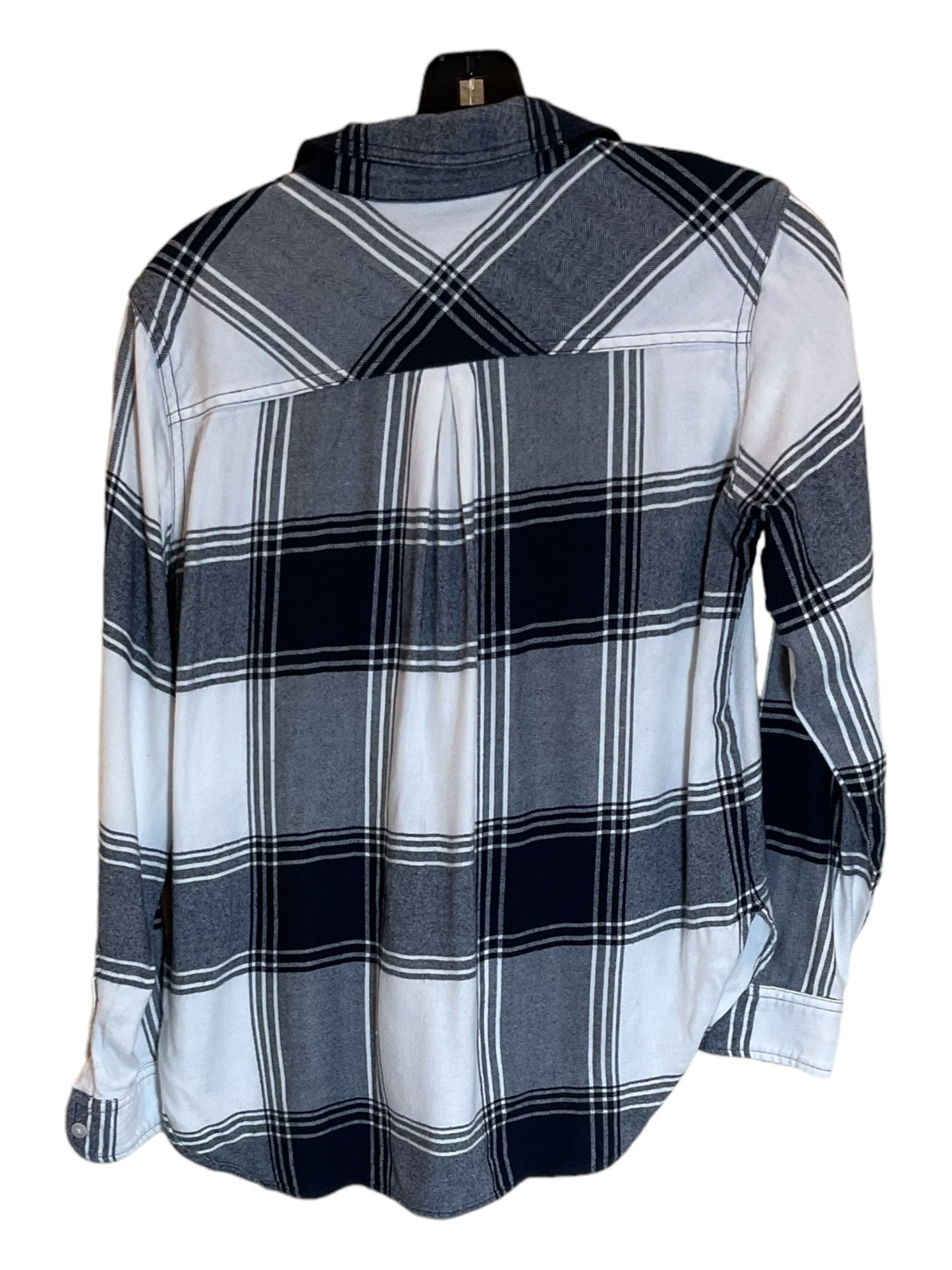 Blouse Long Sleeve By Athleta In Plaid Pattern, Size: Xs