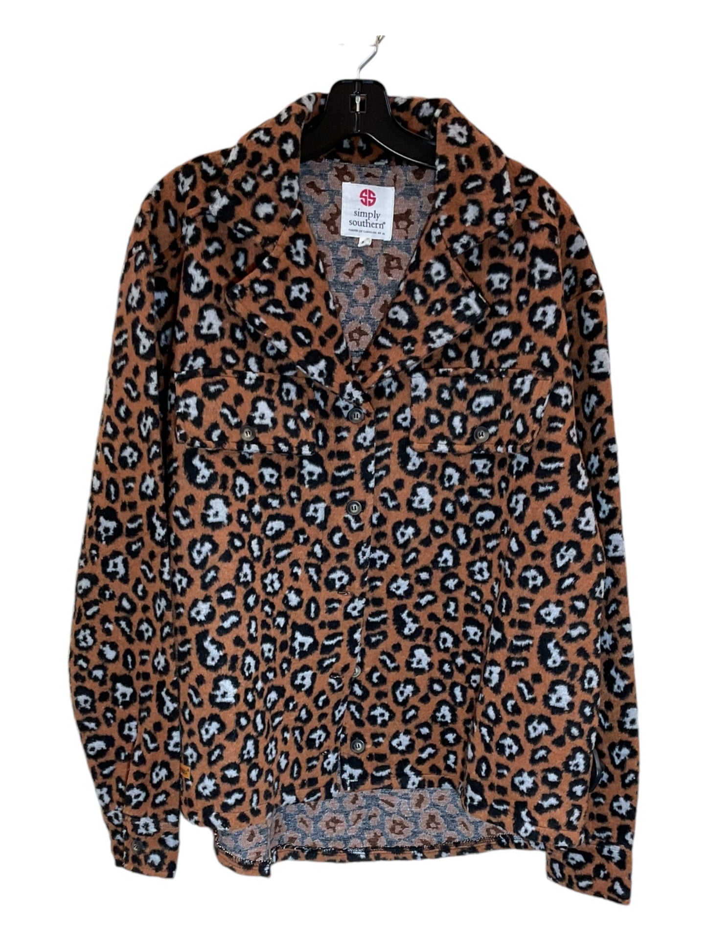 Jacket Shirt By Simply Southern In Animal Print, Size: L