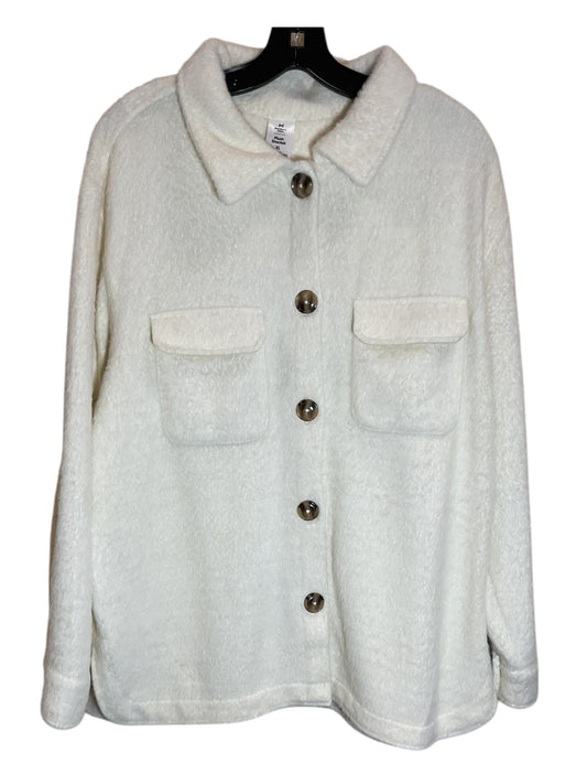 Jacket Shirt By Clothes Mentor In Cream, Size: Xl