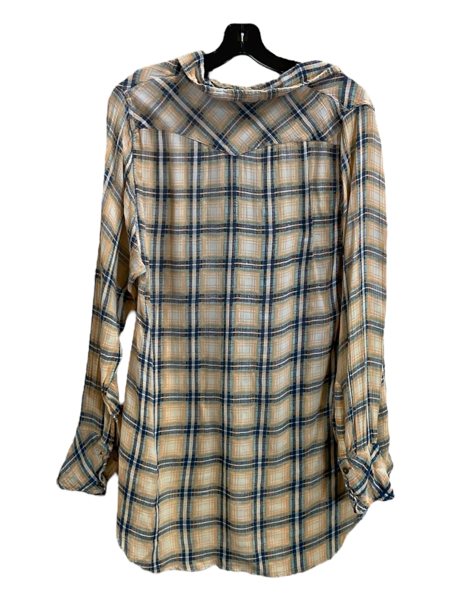 Blouse Long Sleeve By Free People In Plaid Pattern, Size: M