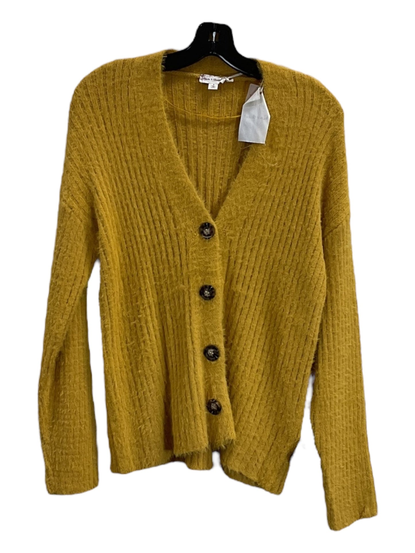 Sweater Cardigan By Hem & Thread In Gold, Size: S