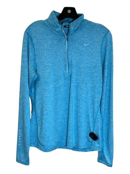 Teal Athletic Top Long Sleeve Collar Nike Apparel, Size M
