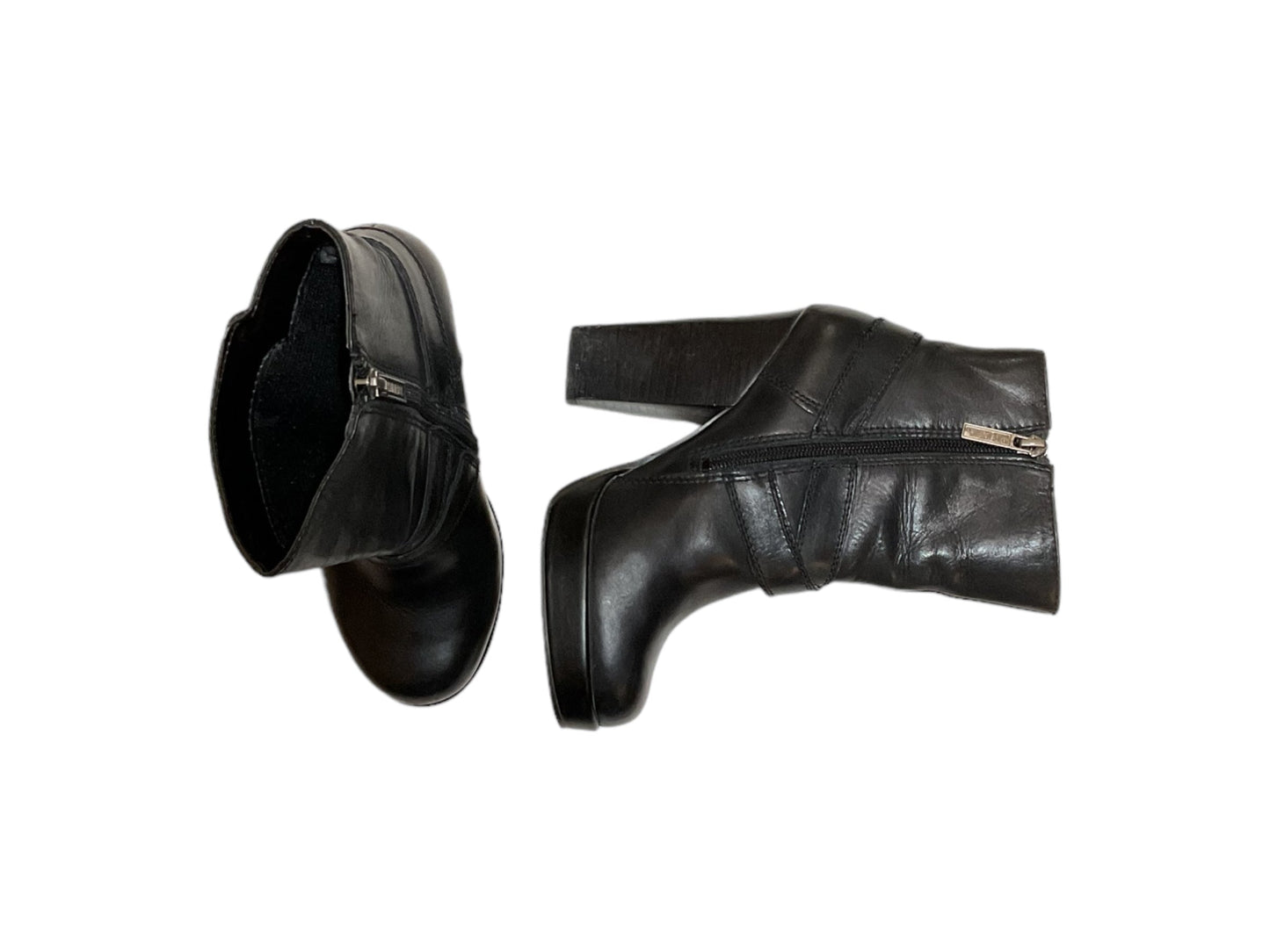 Black Boots Ankle Heels Harley Davidson, Size 5.5