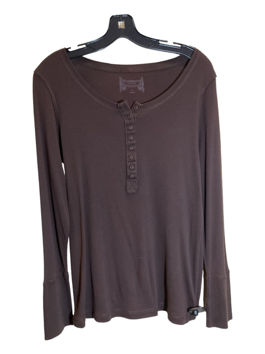 Brown Top Long Sleeve Ruff Hewn, Size L