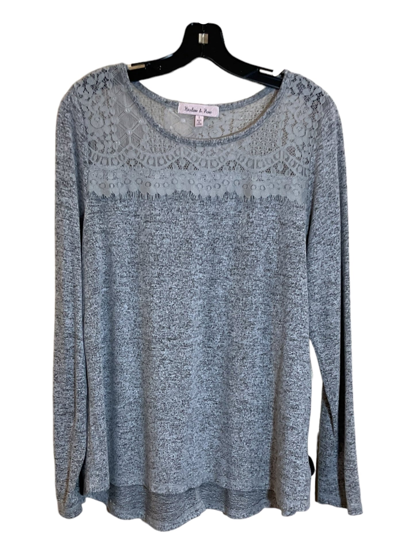 Grey Top Long Sleeve Clothes Mentor, Size L