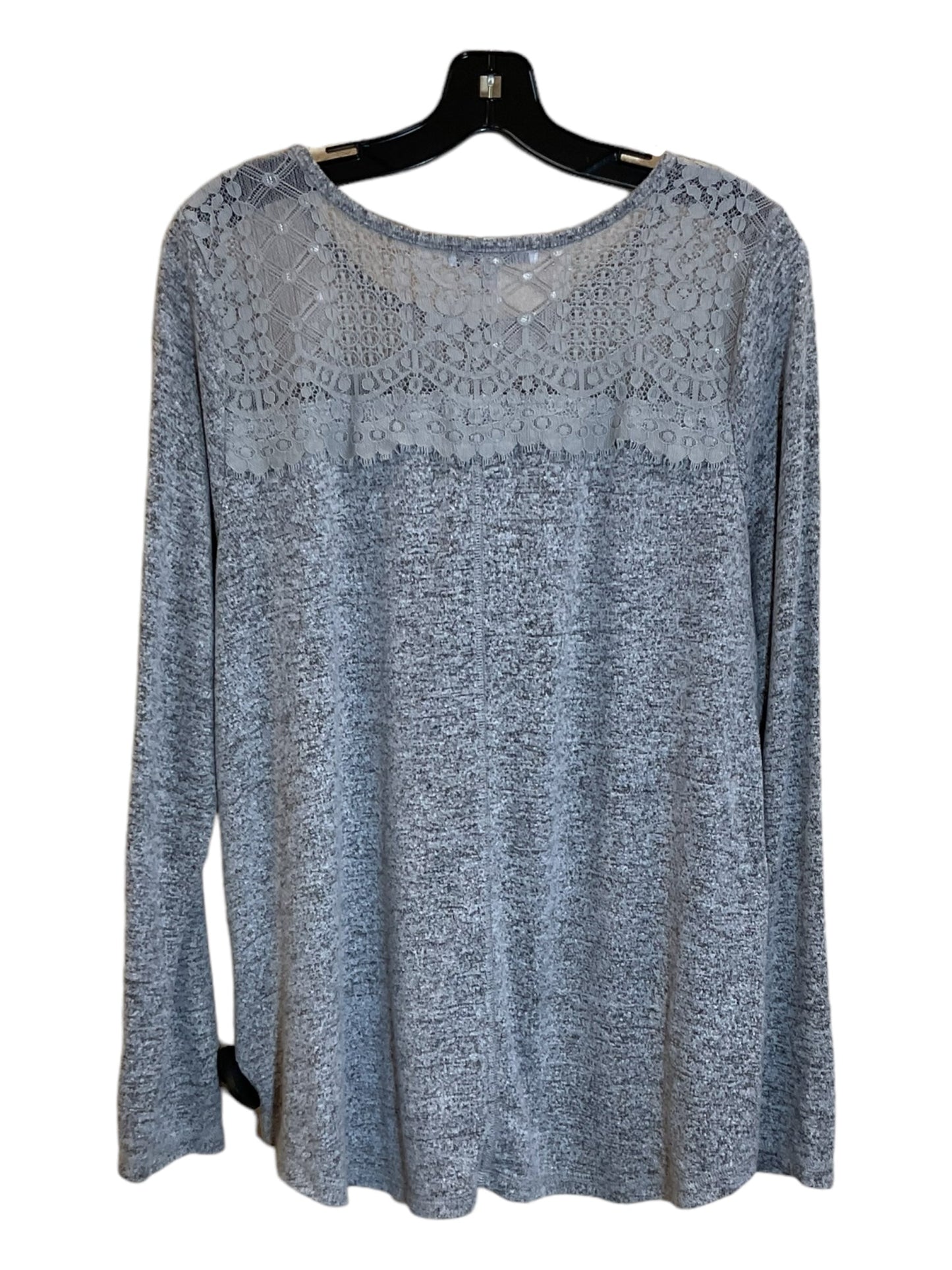 Grey Top Long Sleeve Clothes Mentor, Size L