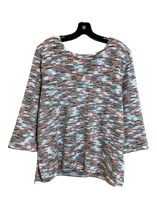 Grey & Orange Top 3/4 Sleeve Alfred Dunner, Size Xl