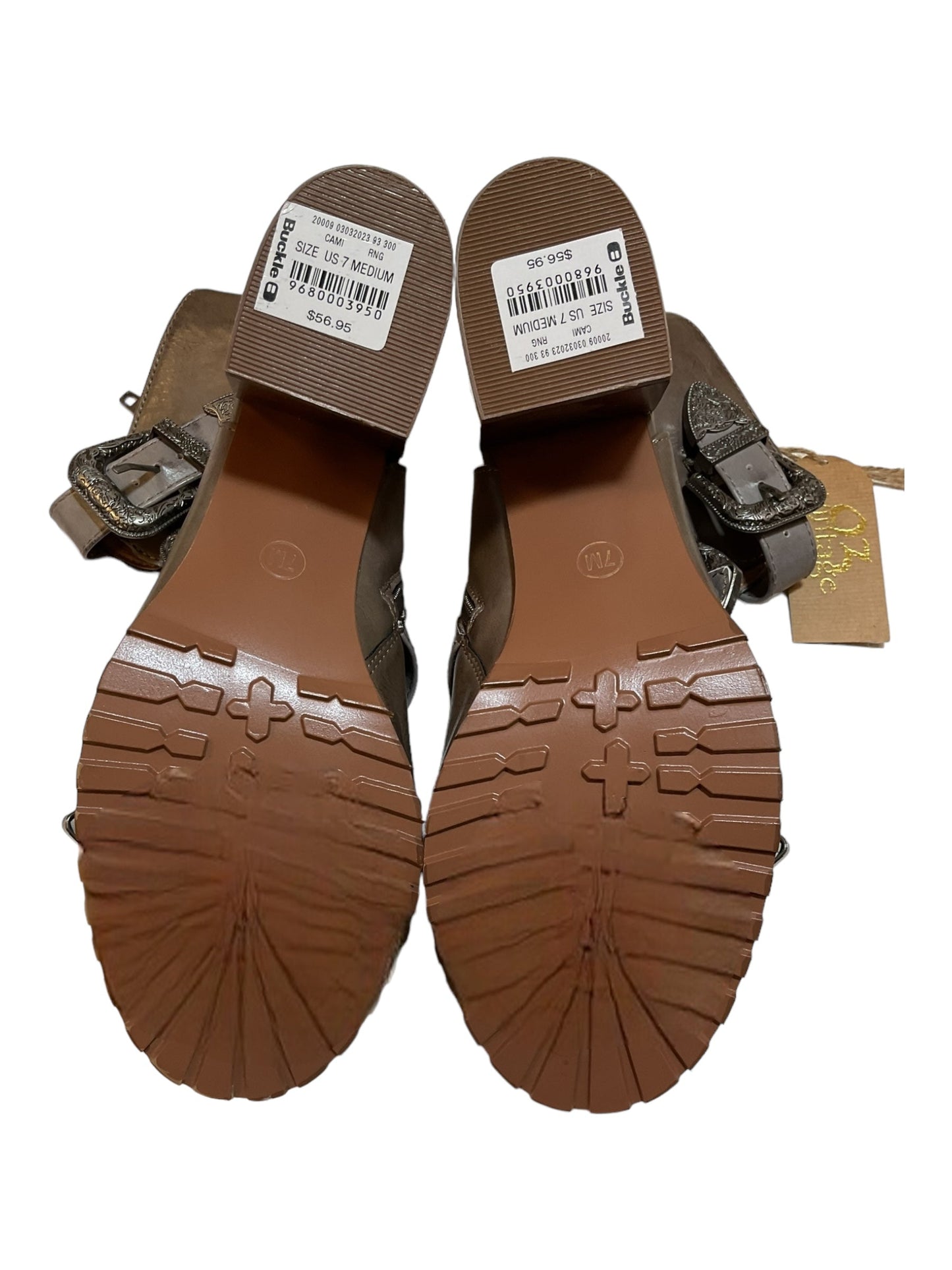 Tan Sandals Heels Block Clothes Mentor, Size 7