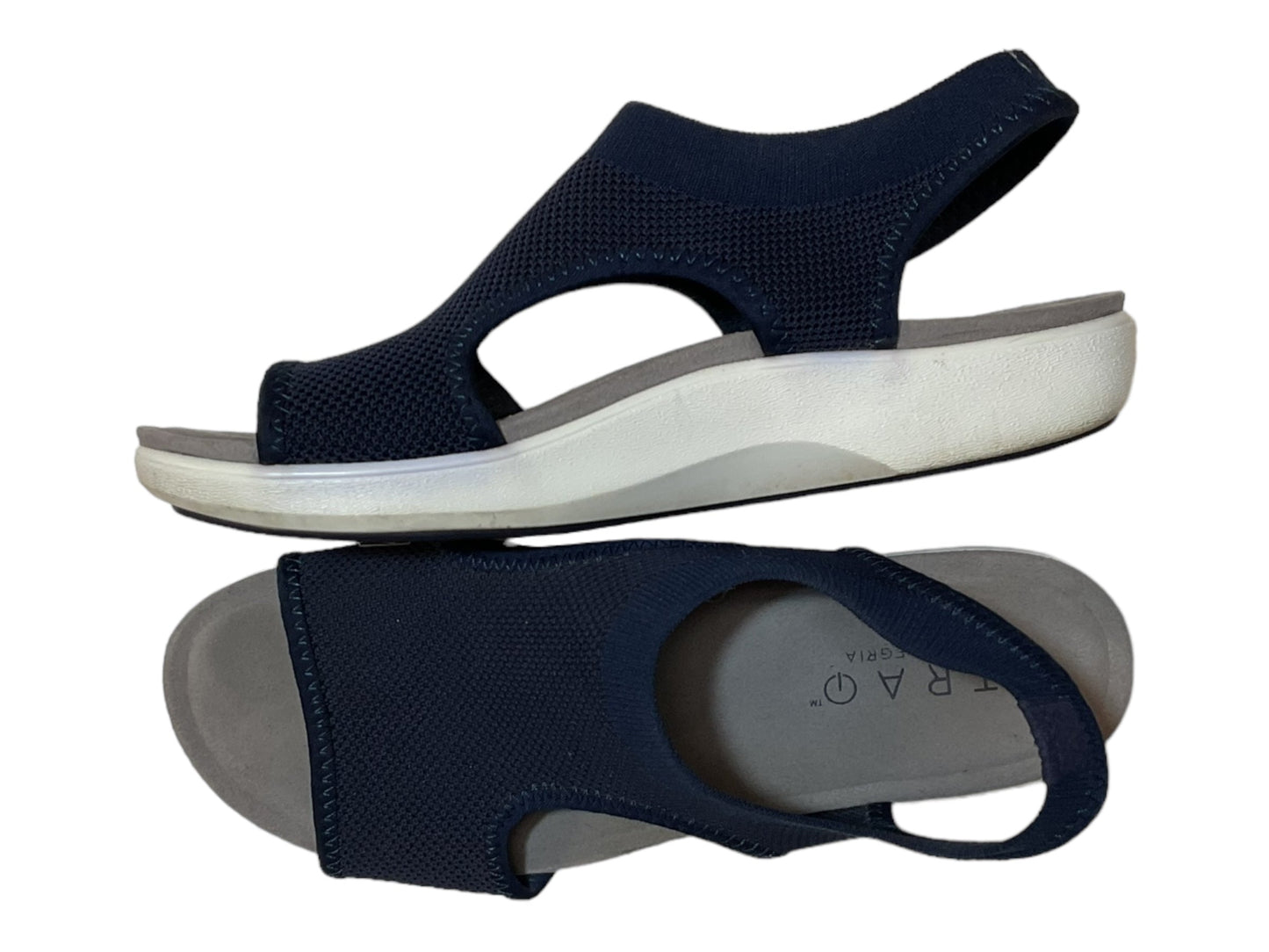 Navy Sandals Flats Alegria, Size 8