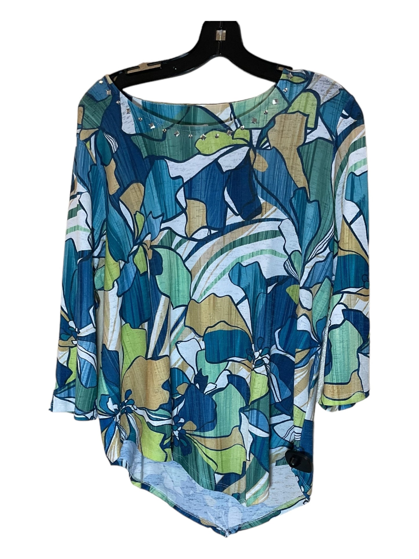 Blue & Green Top Long Sleeve Alfred Dunner, Size M