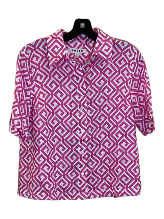 Pink & White Blouse Short Sleeve Boden, Size S