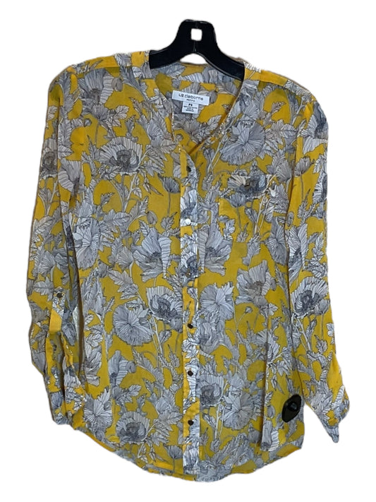 Yellow Blouse Long Sleeve Liz Claiborne, Size Petite   S