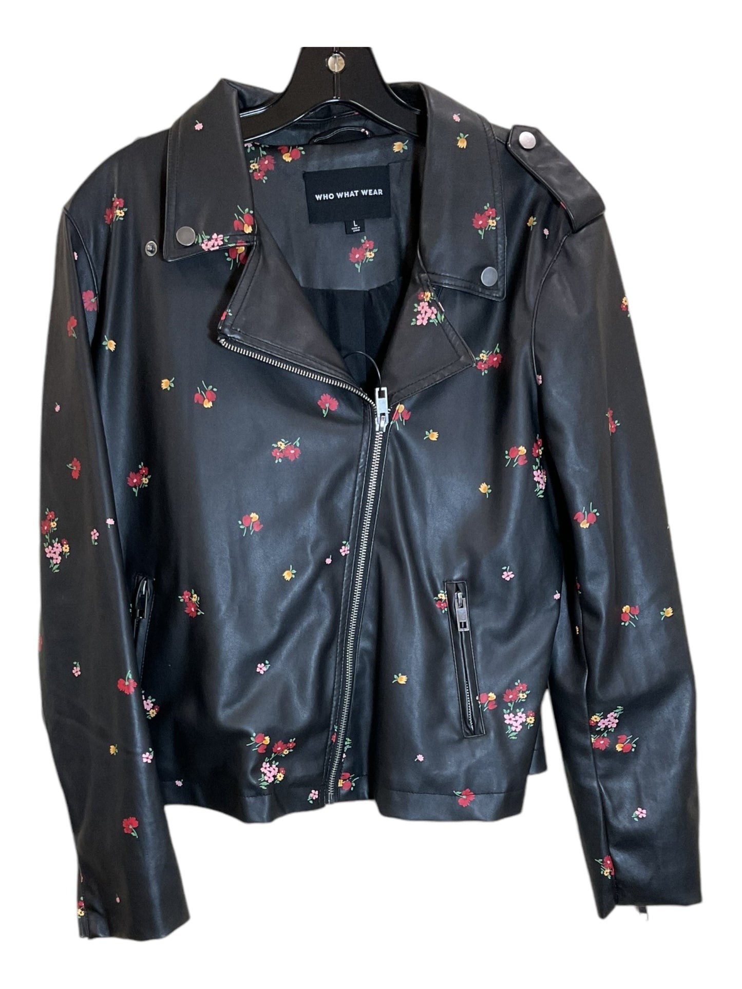 Jacket Moto By Who What Wear In Black, Size: L