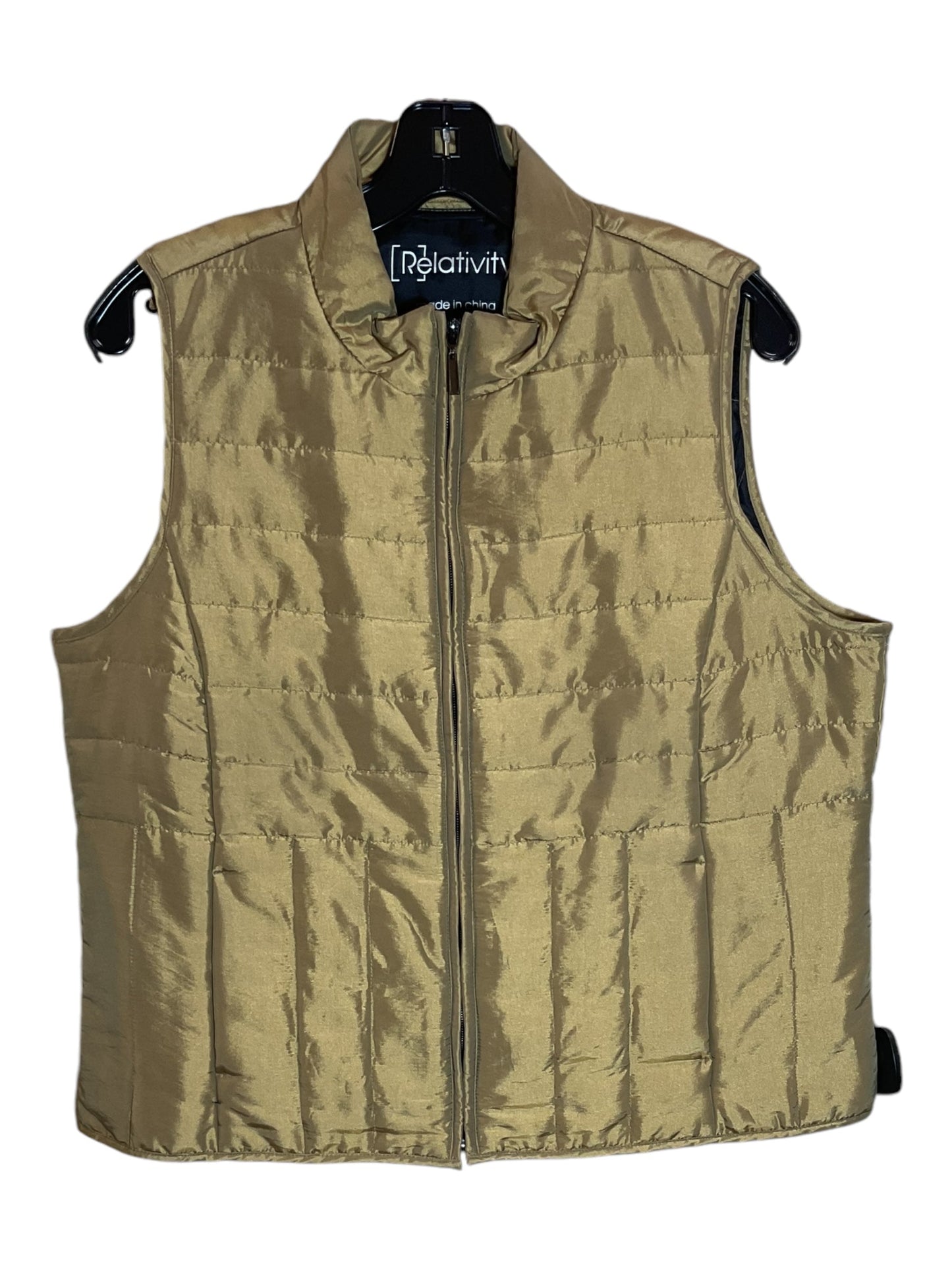 Vest Puffer & Quilted By Relativity In Gold, Size: L