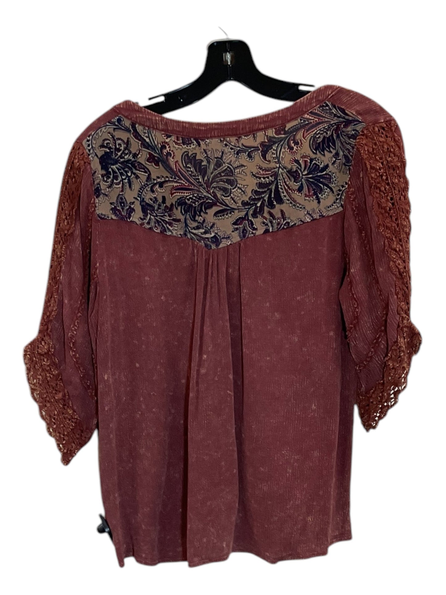 Blouse 3/4 Sleeve By Clothes Mentor In Brown, Size: S