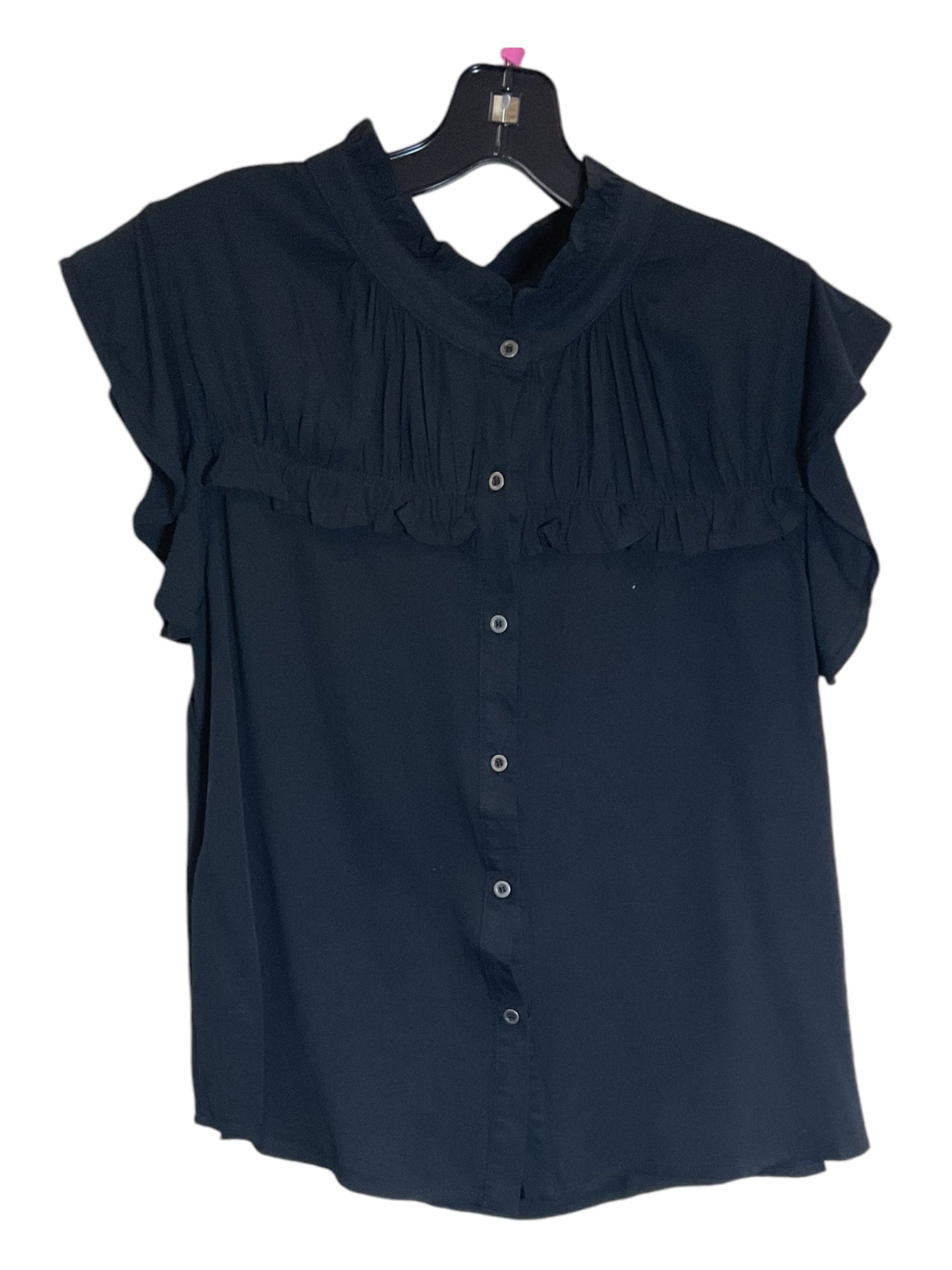 Blouse Short Sleeve By Clothes Mentor In Black, Size: S