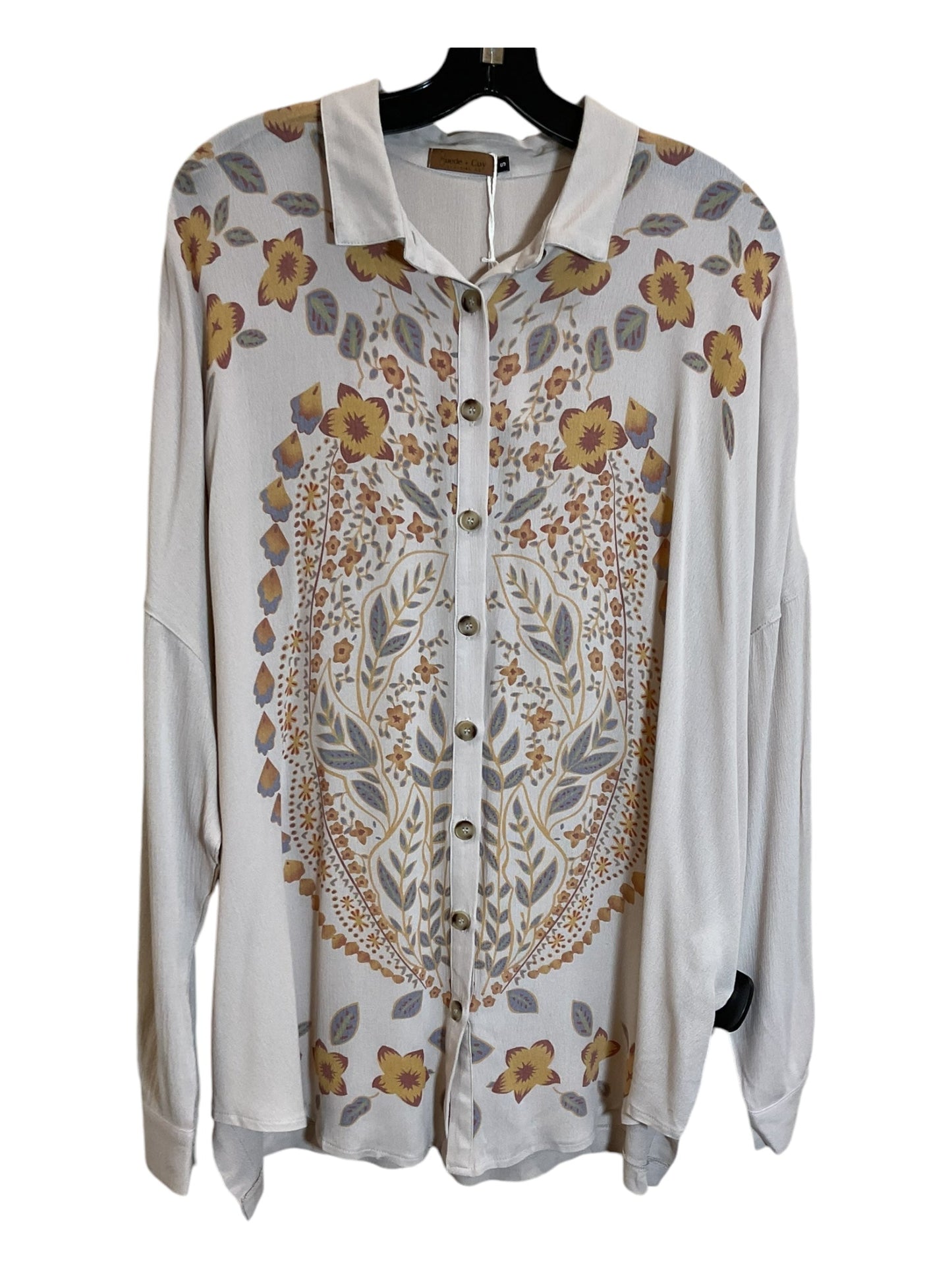 Blouse Long Sleeve By Clothes Mentor In Tan, Size: S