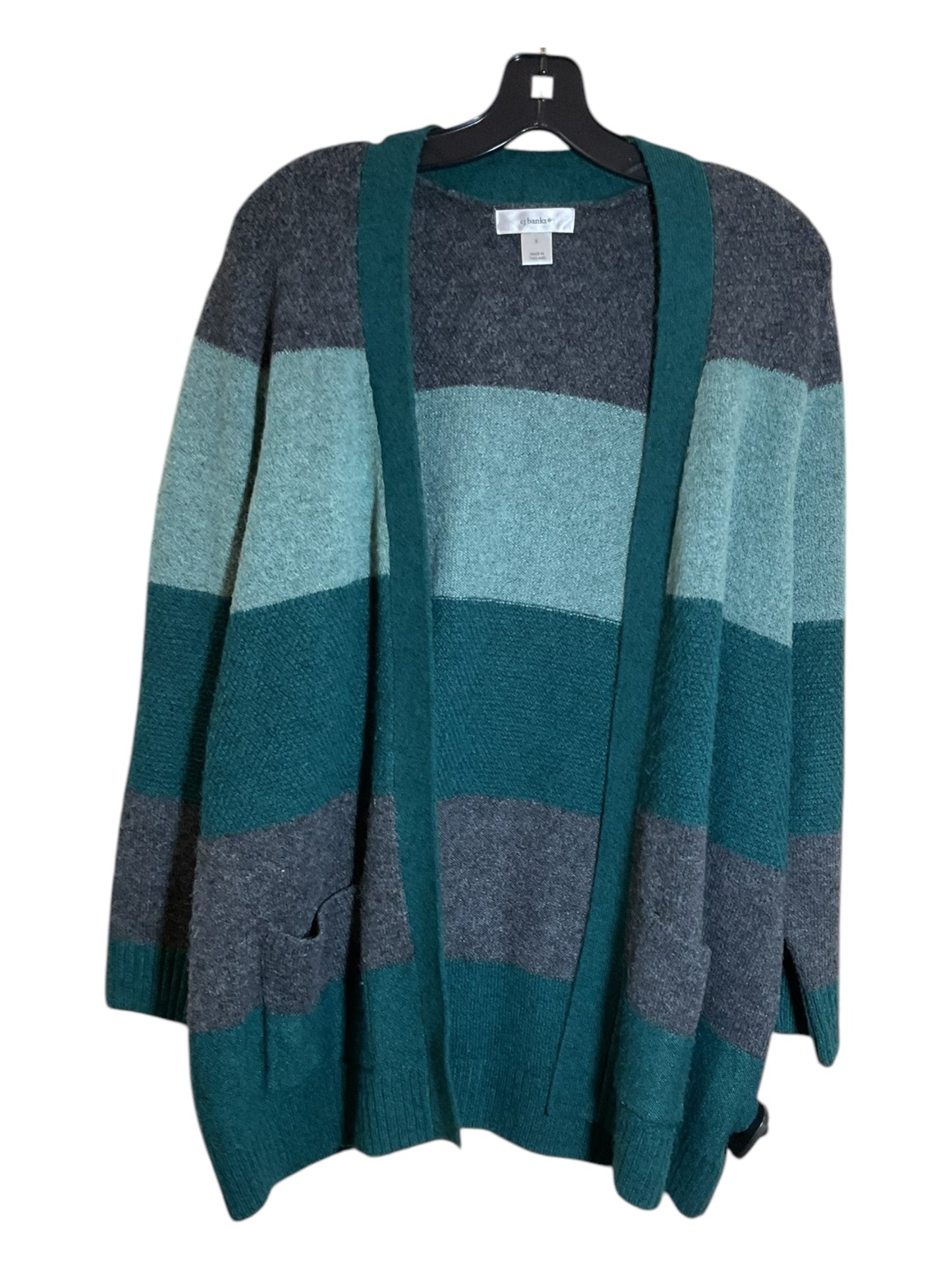 Sweater Cardigan By Cj Banks In Green & Grey, Size: Xl