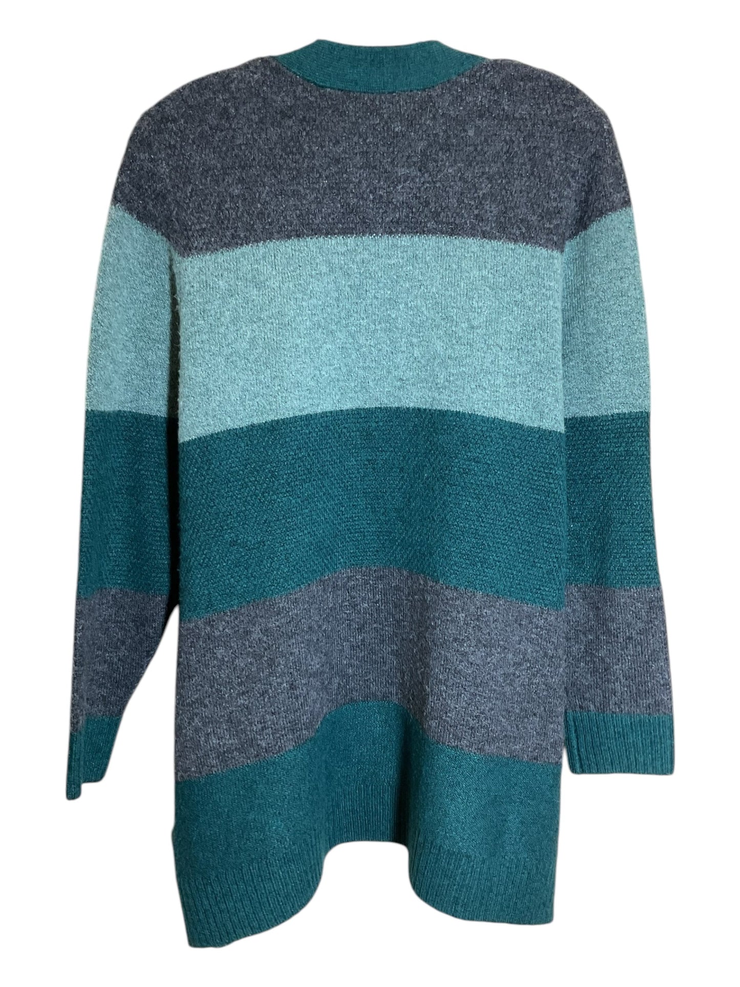 Sweater Cardigan By Cj Banks In Green & Grey, Size: Xl