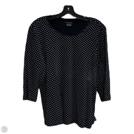 Top 3/4 Sleeve By Christopher And Banks In Black & White, Size: L