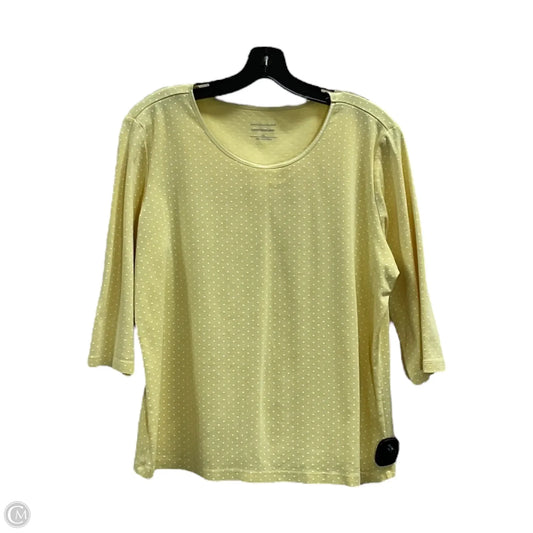 Top 3/4 Sleeve By Christopher And Banks In Yellow, Size: Xl