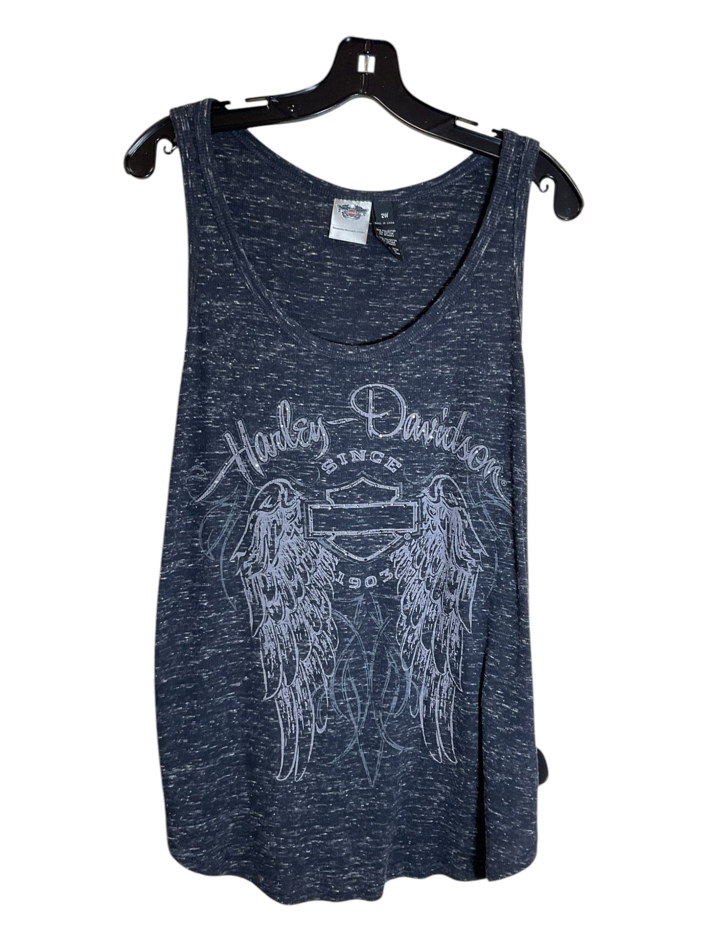 Top Sleeveless By Harley Davidson In Blue, Size: 2x