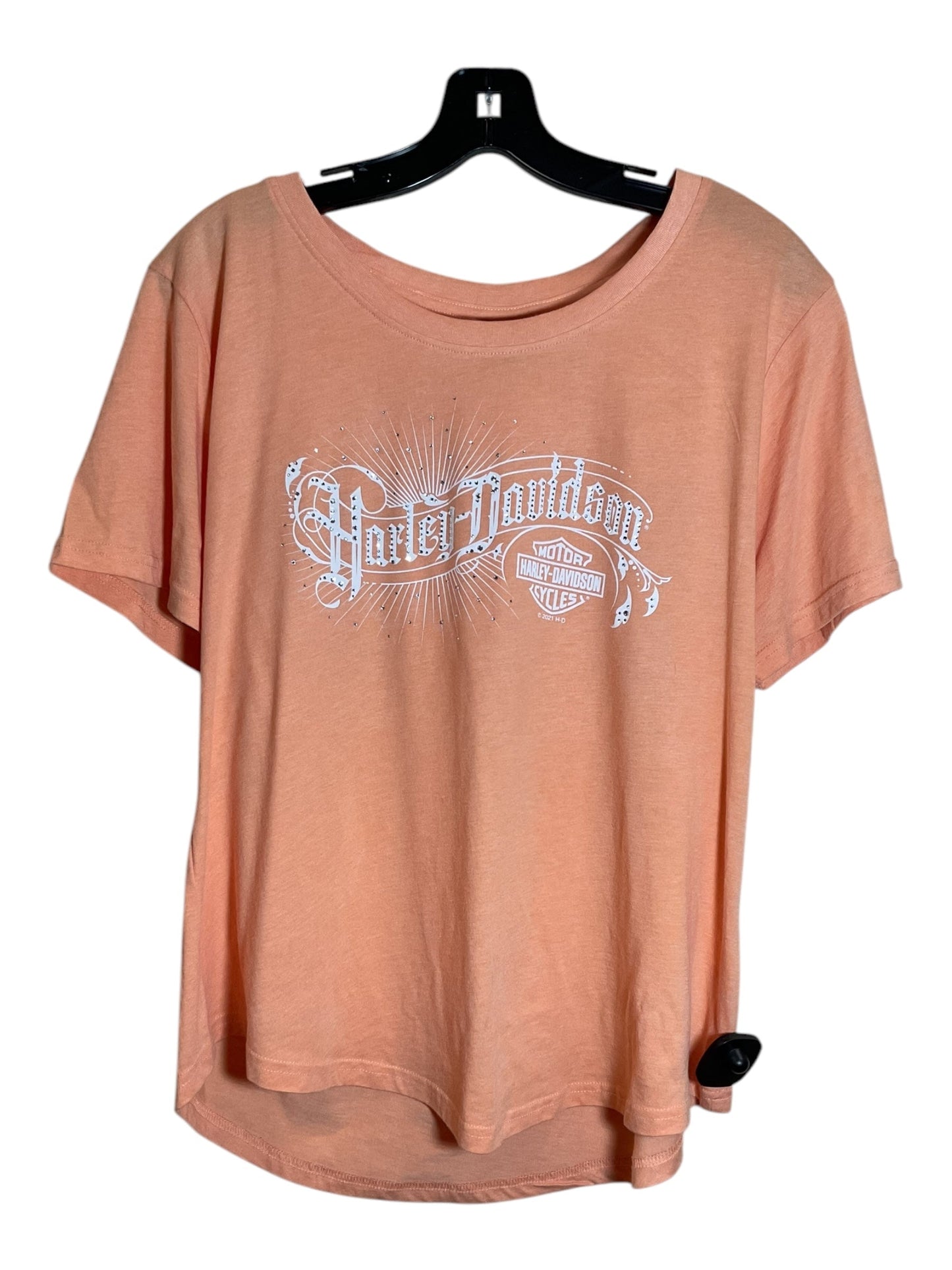 Top Short Sleeve By Harley Davidson In Orange, Size: 2x