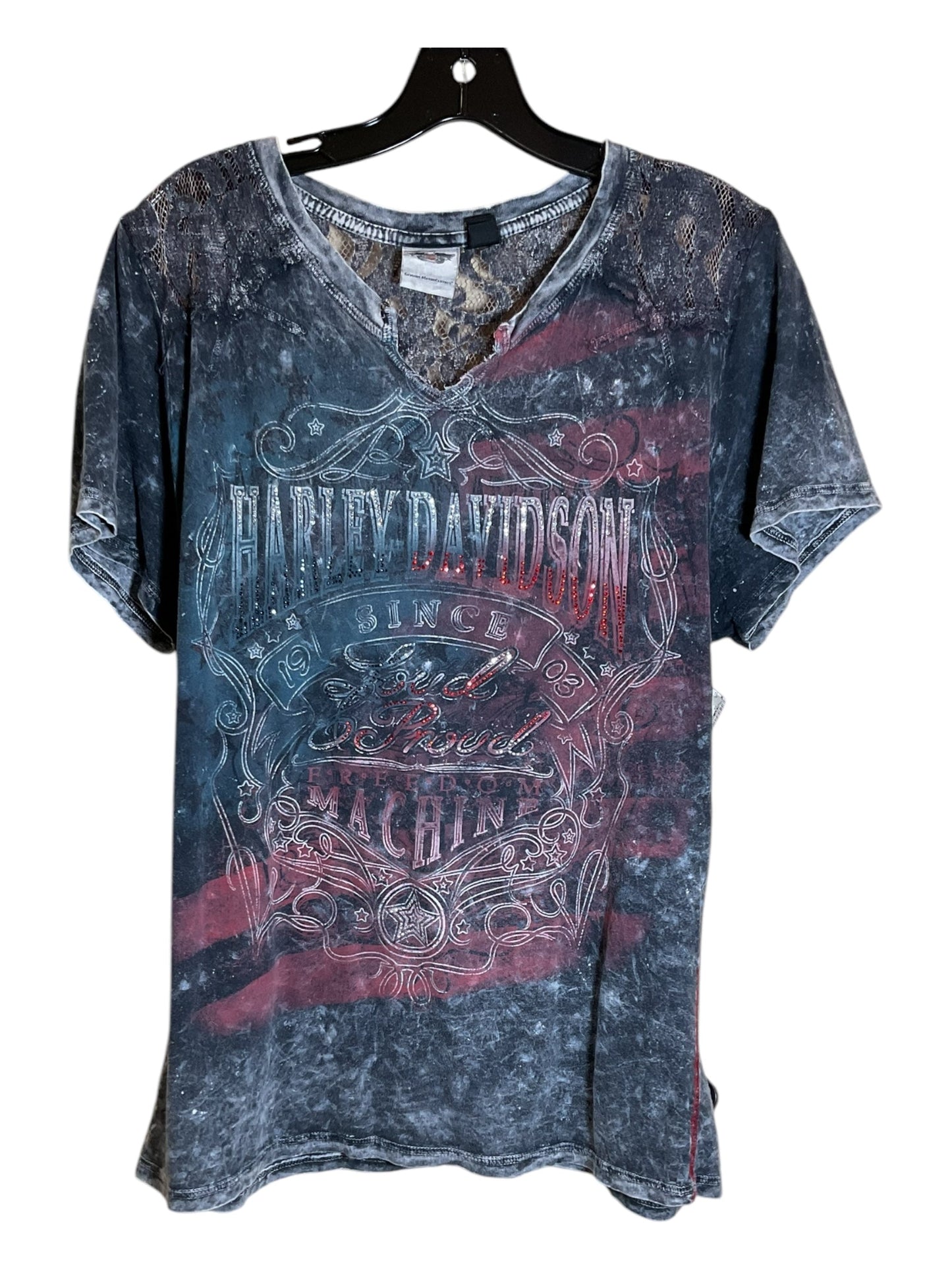 Top Short Sleeve By Harley Davidson In Grey, Size: 2x