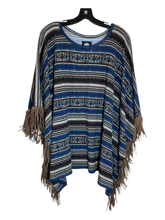 Poncho By Double D Ranch In Blue & Brown, Size: Xl