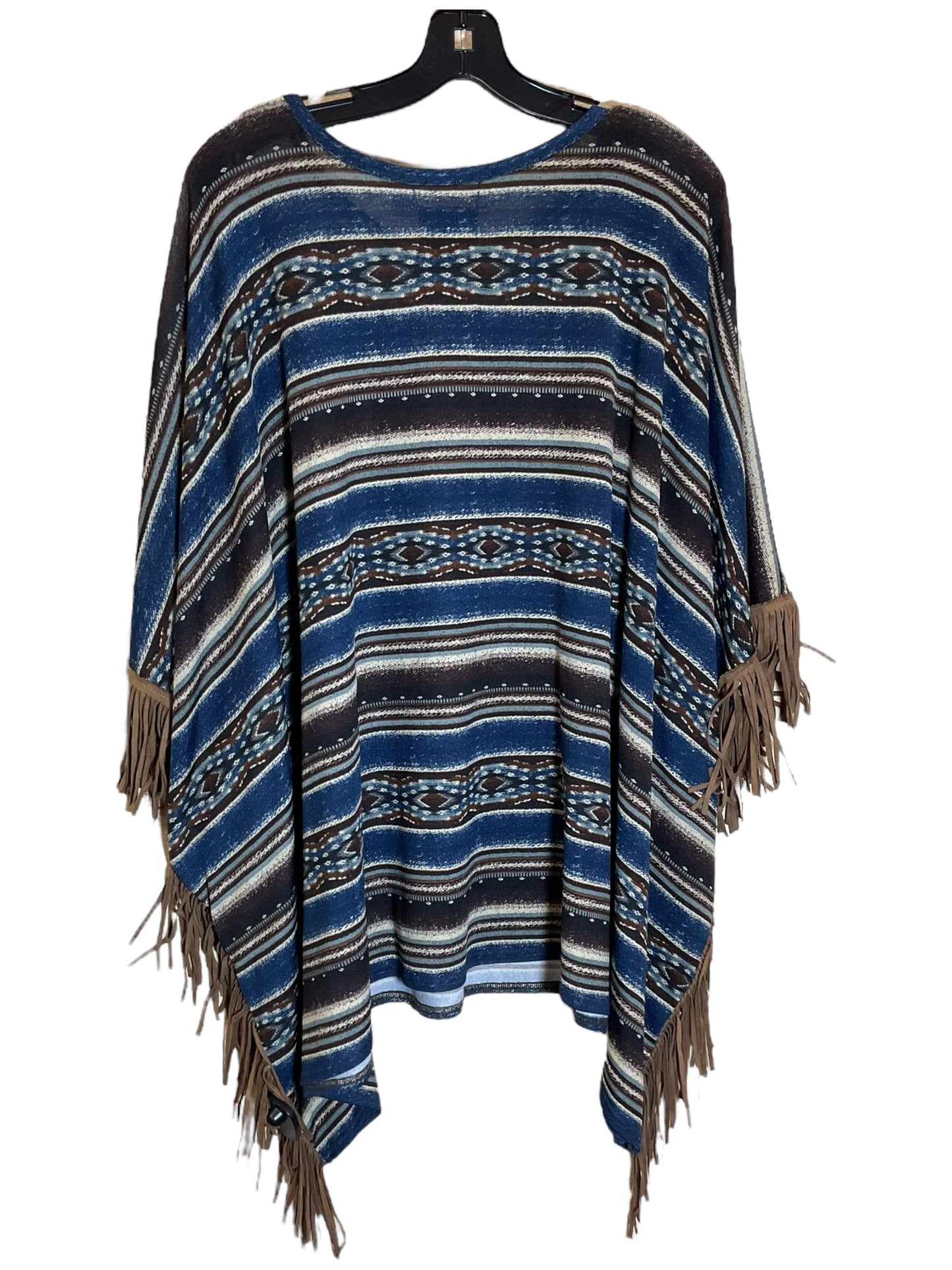 Poncho By Double D Ranch In Blue & Brown, Size: Xl