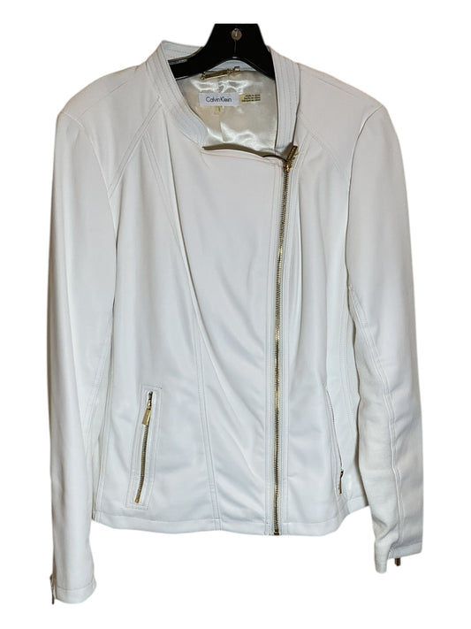 Jacket Moto By Calvin Klein In White, Size: L