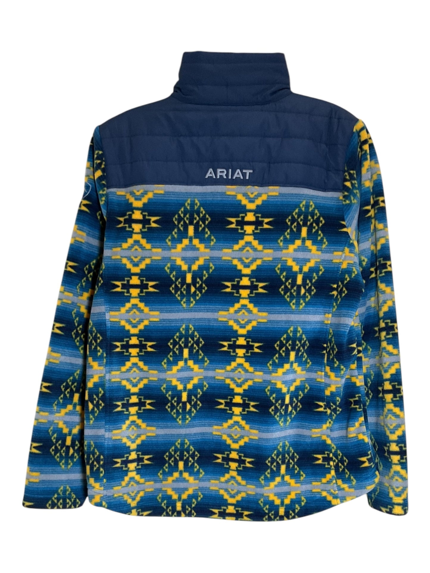 Jacket Fleece By Ariat In Blue & Yellow, Size: M