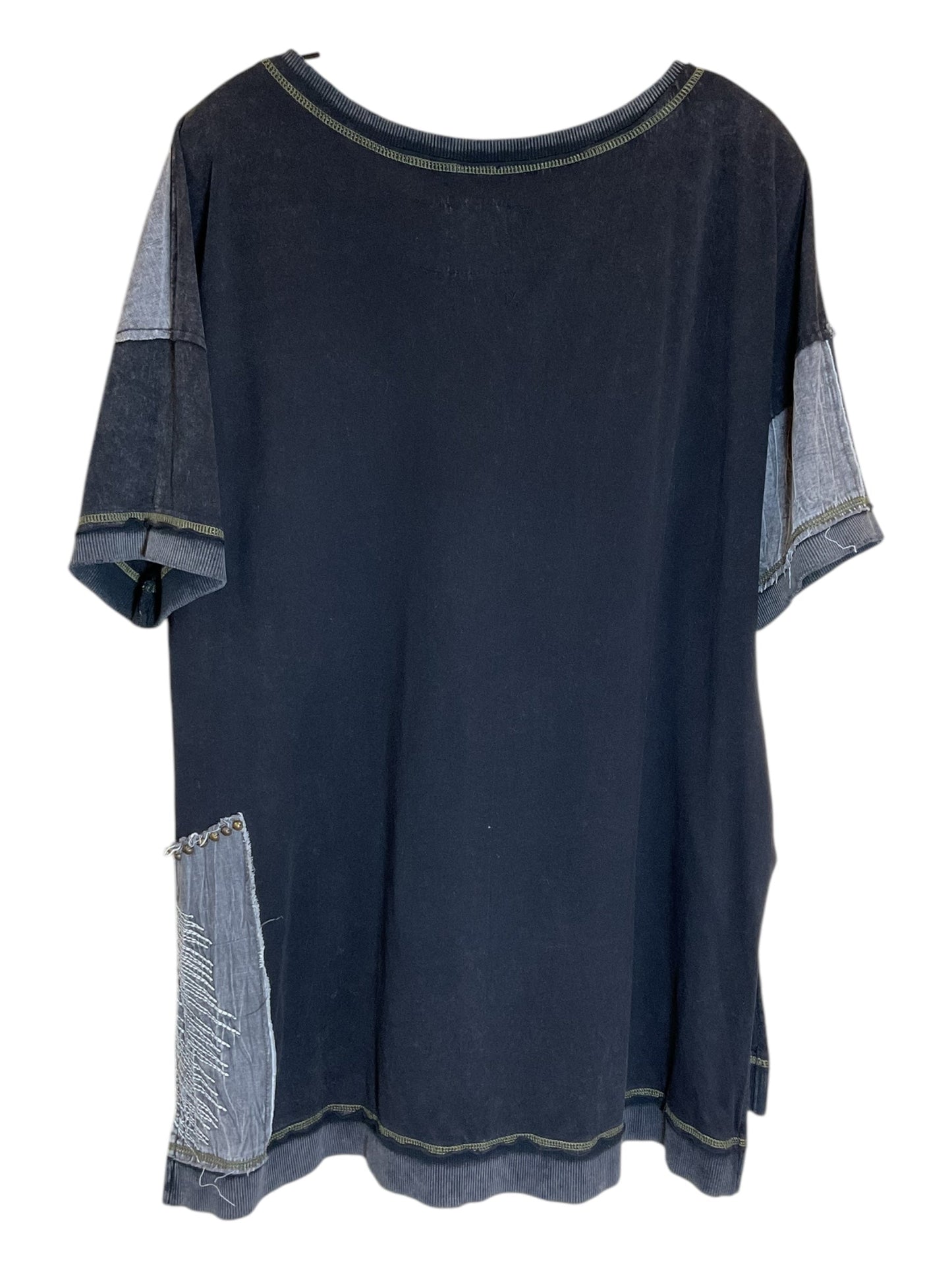 Tunic Short Sleeve By Double D Ranch In Black & Grey, Size: Xl