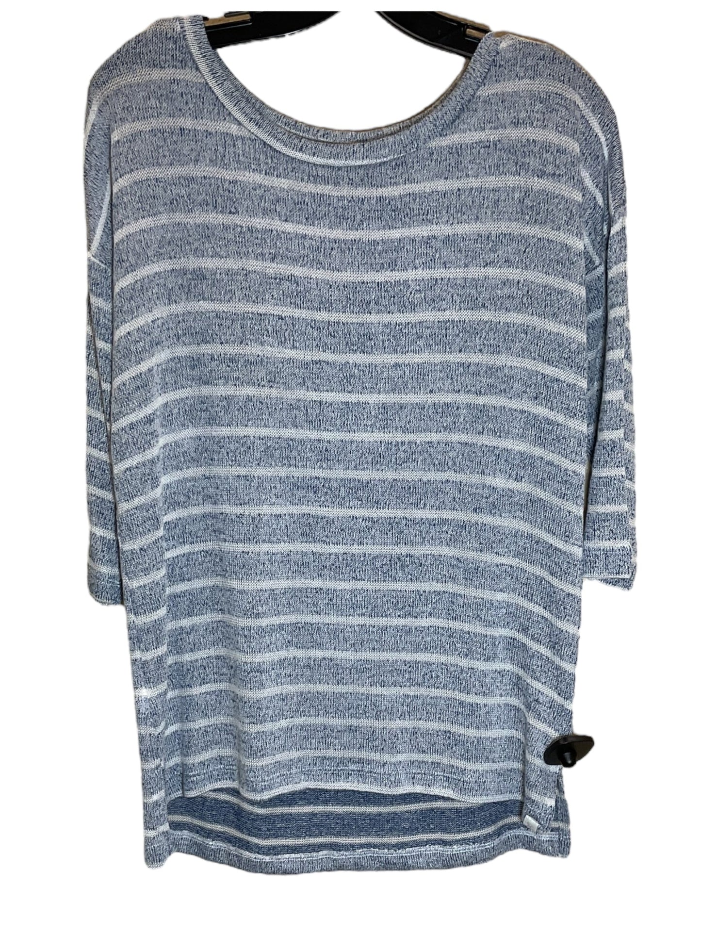 Top 3/4 Sleeve By Eddie Bauer In Blue & White, Size: S