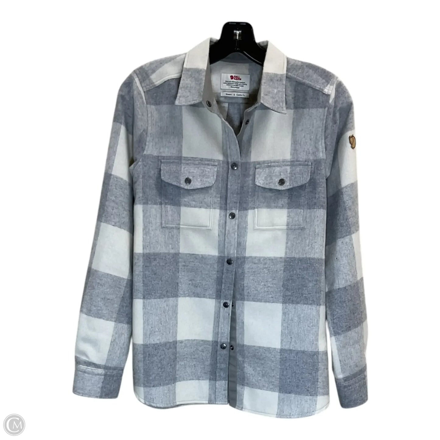 Jacket Shirt By Clothes Mentor In Grey & White, Size: S