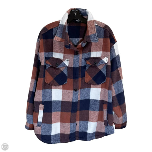 Jacket Shirt By Members Mark In Blue & Brown, Size: 1x