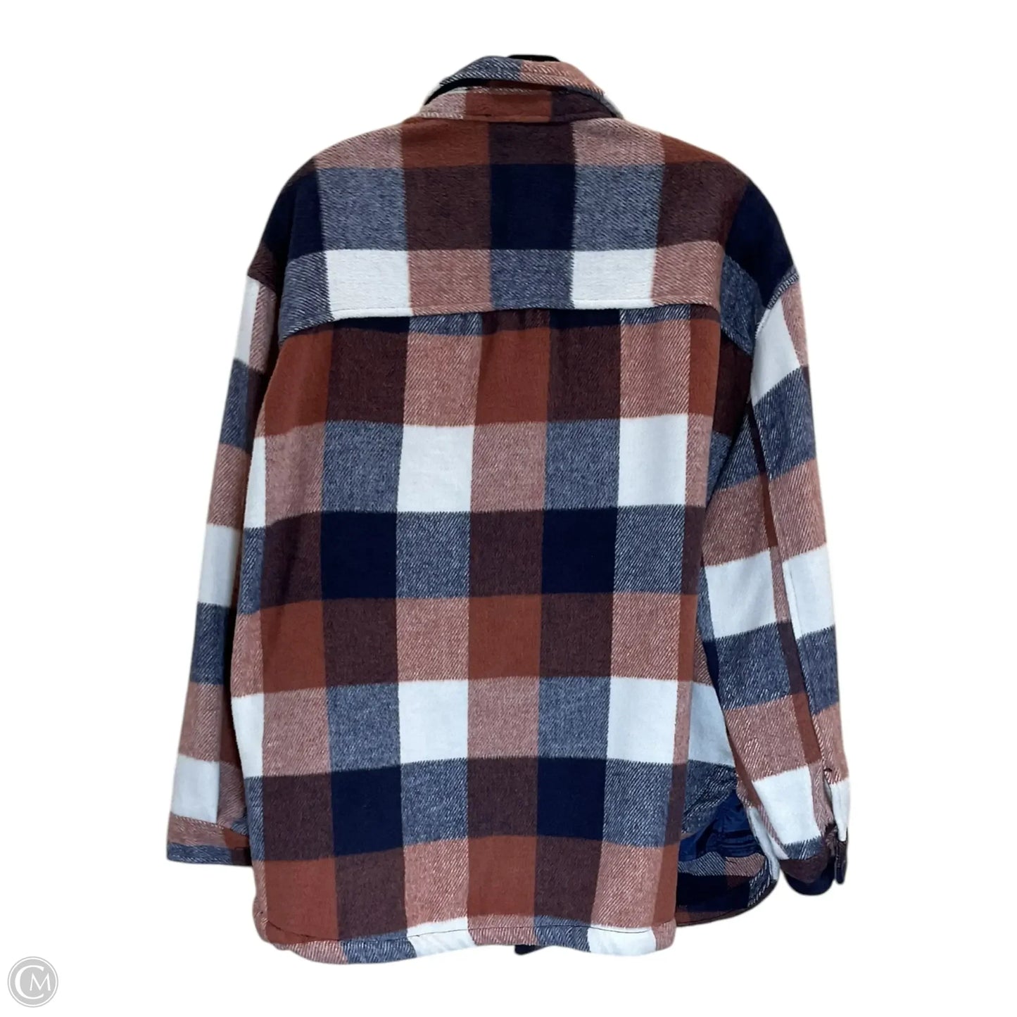 Jacket Shirt By Members Mark In Blue & Brown, Size: 1x