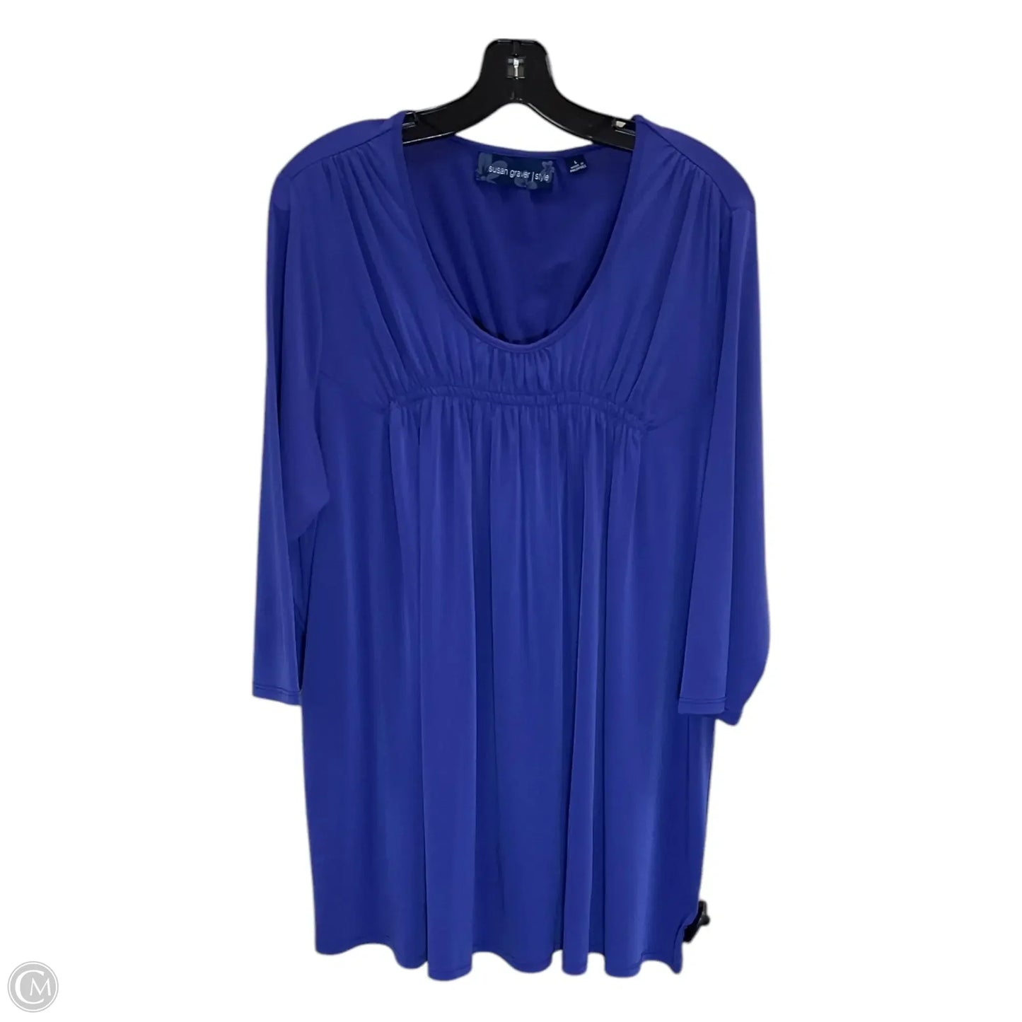 Top 3/4 Sleeve By Susan Graver In Blue, Size: L