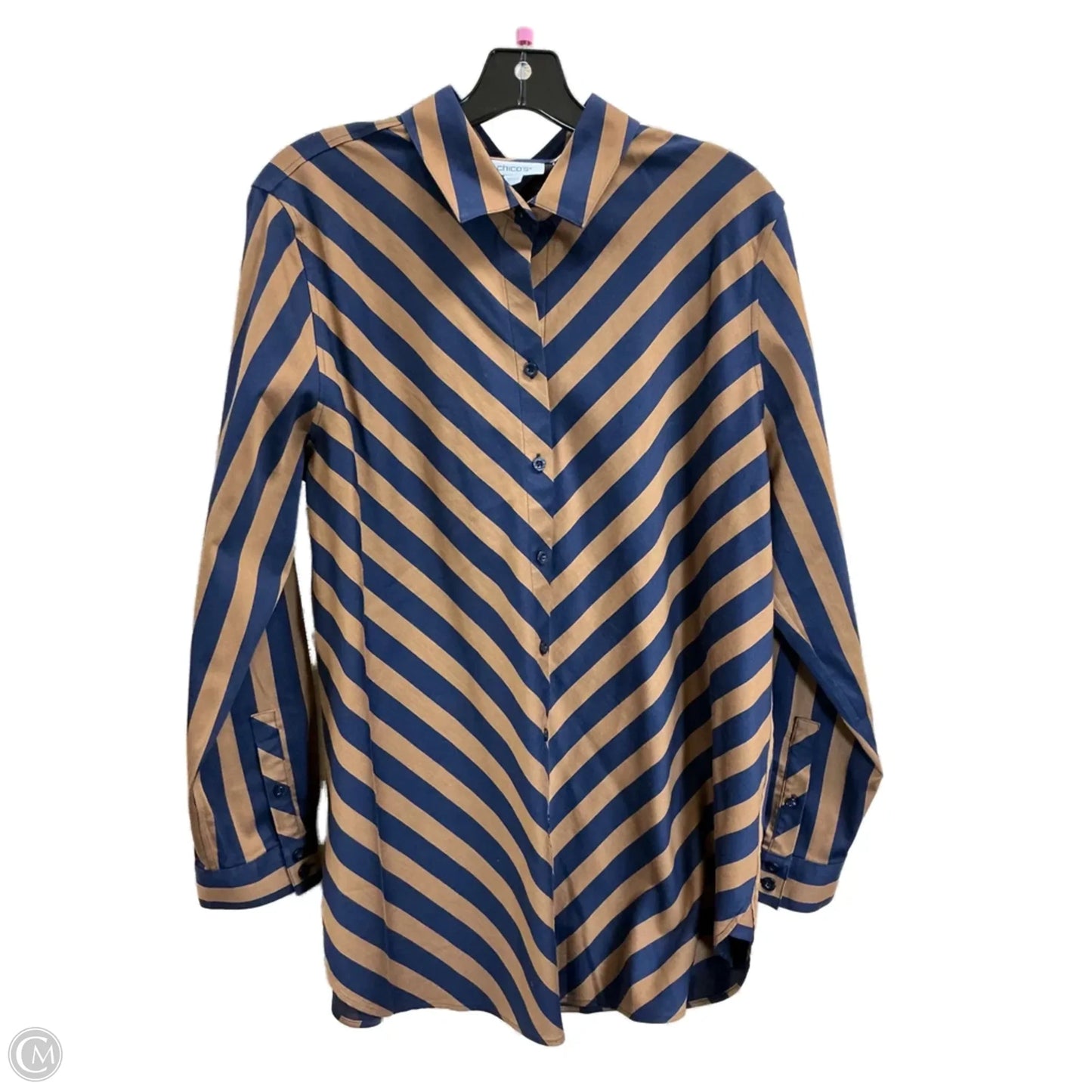 Blouse Long Sleeve By Chicos In Tan, Size: 14