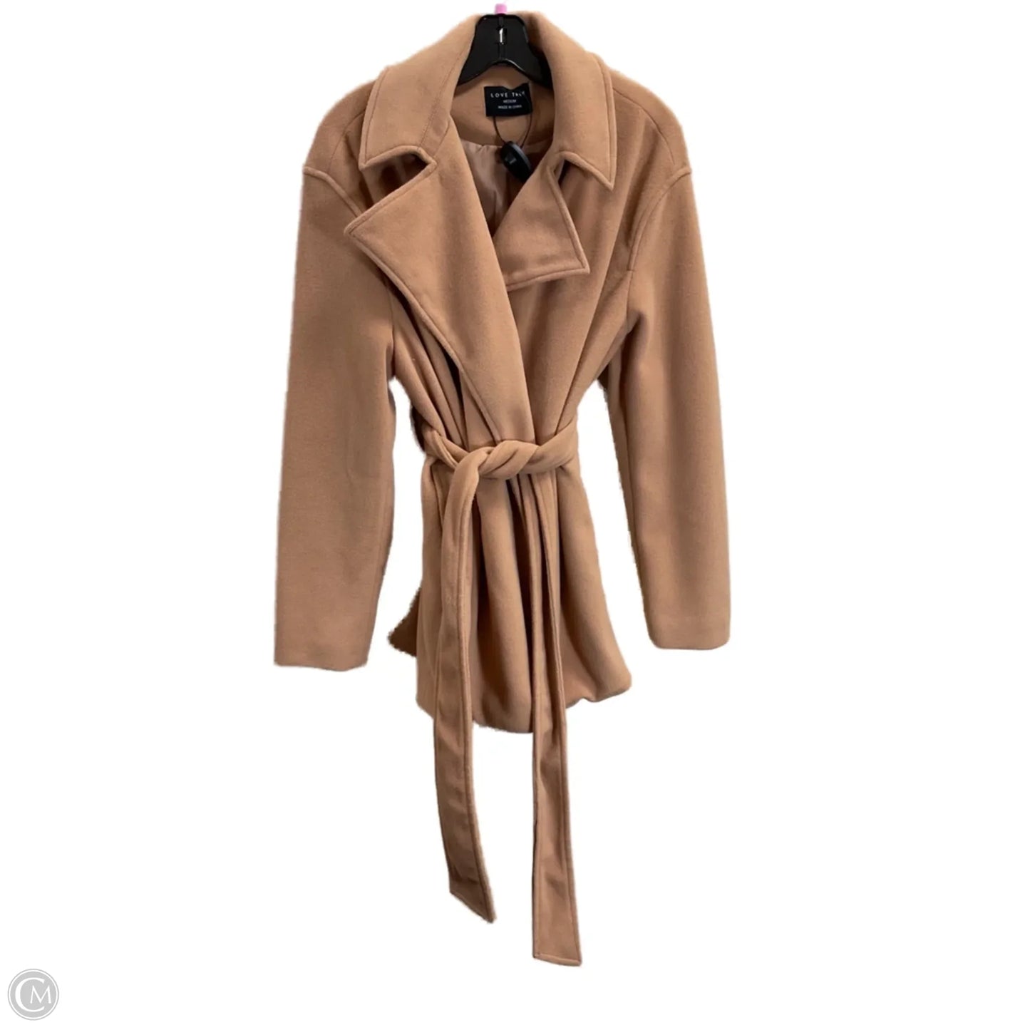 Coat Faux Fur & Sherpa By Love Tree In Gold, Size: M