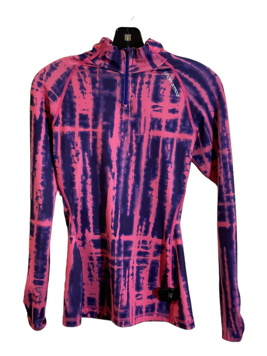 Pink Purple Athletic Top Long Sleeve Collar Under Armour, Size S