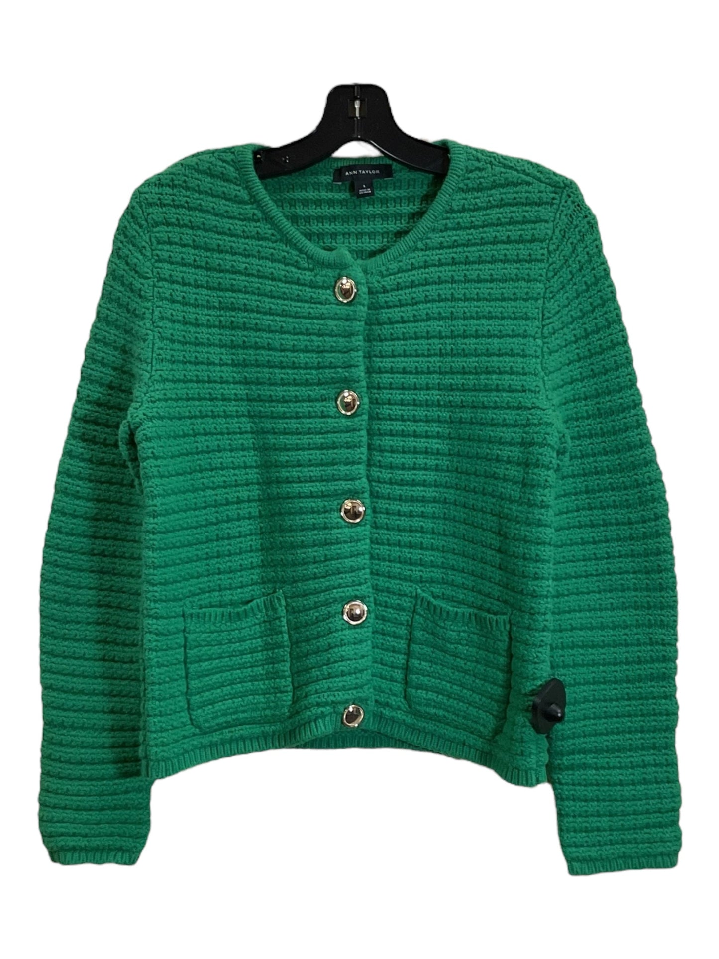 Sweater Cardigan By Ann Taylor In Green, Size: S